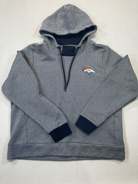 Youth Denver Broncos Antiqua Navy And White Pullover Hoodie